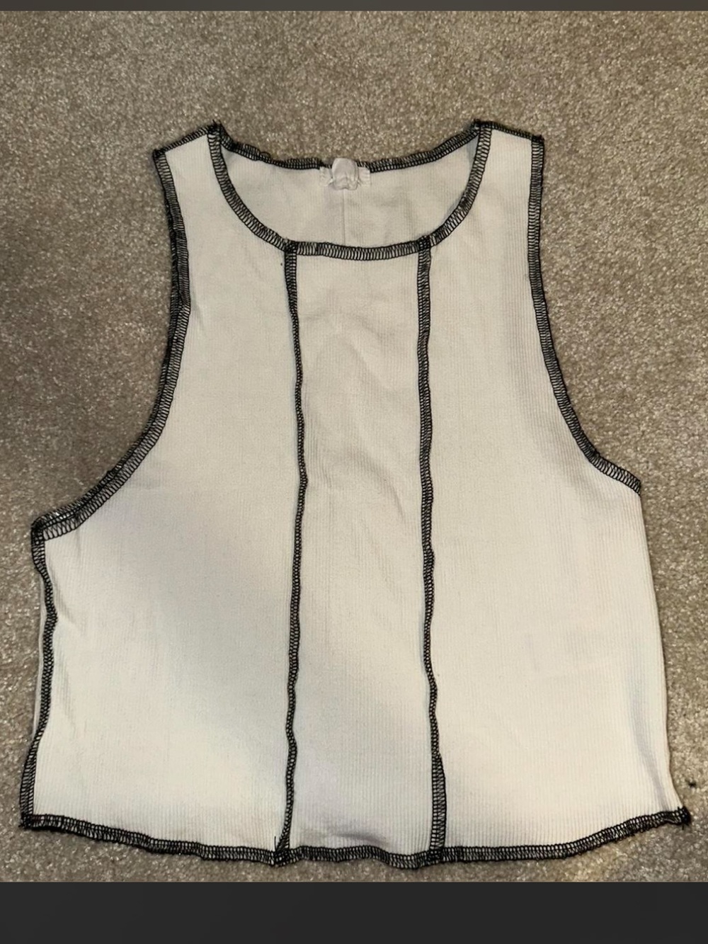 Garage White Tank with Black Contrast Stitching